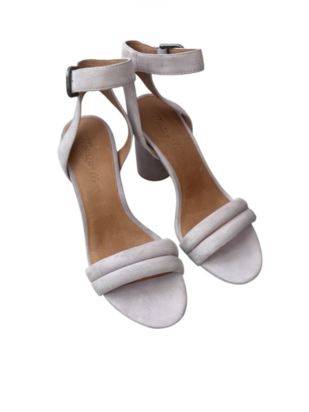 Madewell Lavender Suede Block Heel Sandals Size 8 Ankle Strap Minimalist